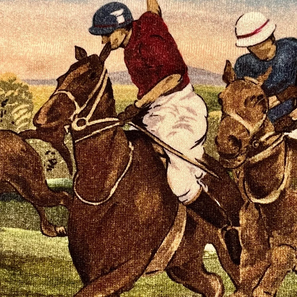 Polo Ralph Lauren Equestrian Graphic Print Polo Match 100% Cashmere Sweater Rare - Picture 8 of 8